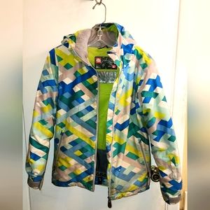 686 multicolor ski jacket, youth L